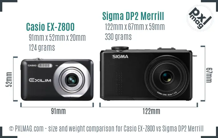 Casio EX-Z800 vs Sigma DP2 Merrill size comparison