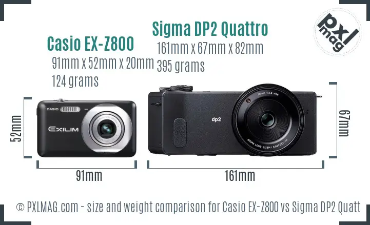 Casio EX-Z800 vs Sigma DP2 Quattro size comparison