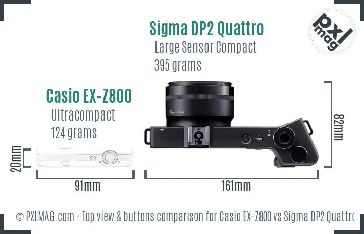 Casio EX-Z800 vs Sigma DP2 Quattro top view buttons comparison