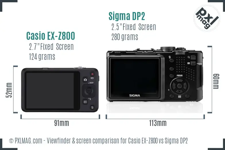 Casio EX-Z800 vs Sigma DP2 Screen and Viewfinder comparison Casio EX-Z800 vs Sigma DP2 Screen and Viewfinder comparison