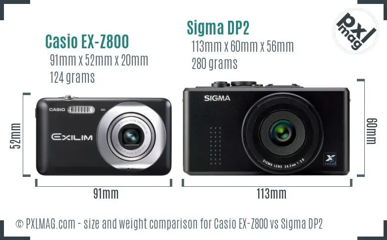 Casio EX-Z800 vs Sigma DP2 size comparison Casio EX-Z800 vs Sigma DP2 size comparison