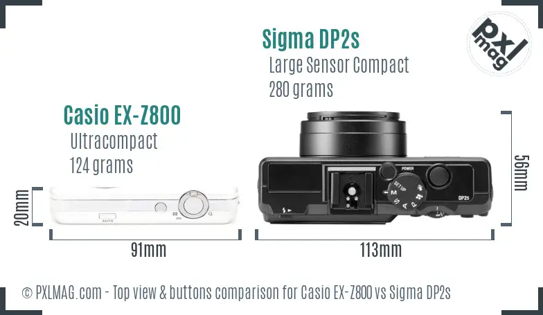 Casio EX-Z800 vs Sigma DP2s top view buttons comparison Casio EX-Z800 vs Sigma DP2s top view buttons comparison