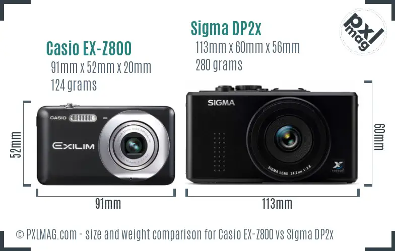 Casio EX-Z800 vs Sigma DP2x size comparison