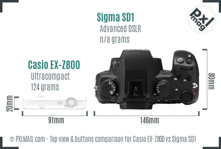Casio EX-Z800 vs Sigma SD1 top view buttons comparison