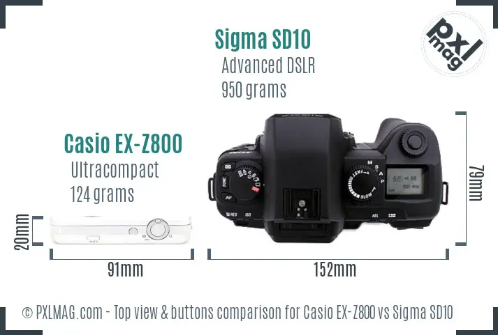 Casio EX-Z800 vs Sigma SD10 top view buttons comparison