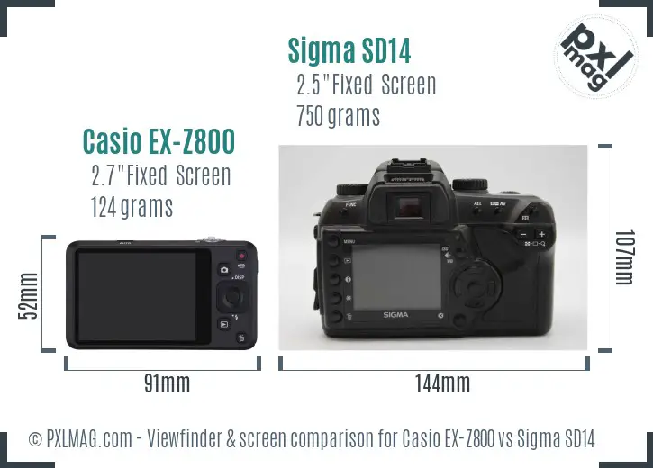 Casio EX-Z800 vs Sigma SD14 Screen and Viewfinder comparison