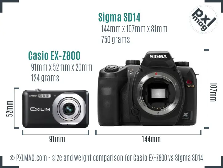 Casio EX-Z800 vs Sigma SD14 size comparison