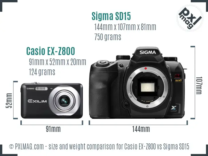 Casio EX-Z800 vs Sigma SD15 size comparison