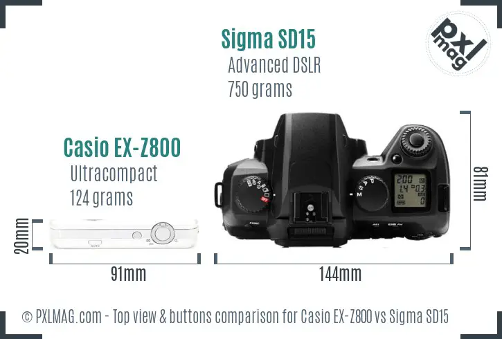 Casio EX-Z800 vs Sigma SD15 top view buttons comparison