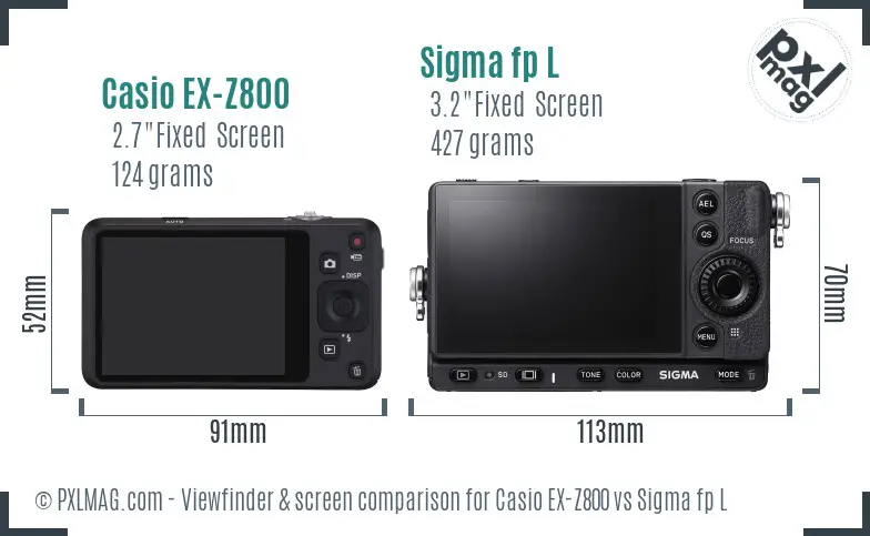 Casio EX-Z800 vs Sigma fp L Screen and Viewfinder comparison