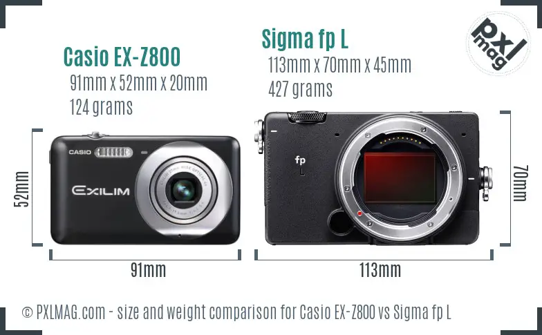 Casio EX-Z800 vs Sigma fp L size comparison