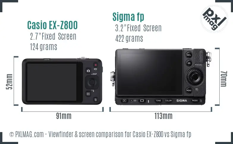 Casio EX-Z800 vs Sigma fp Screen and Viewfinder comparison Casio EX-Z800 vs Sigma fp Screen and Viewfinder comparison