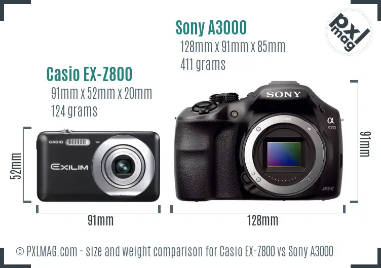 Casio EX-Z800 vs Sony A3000 size comparison Casio EX-Z800 vs Sony A3000 size comparison