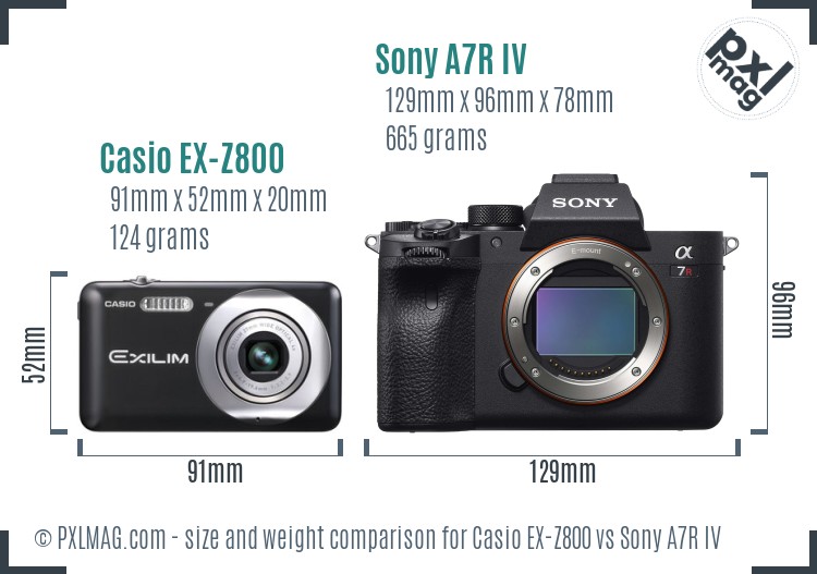 Casio EX-Z800 vs Sony A7R IV size comparison