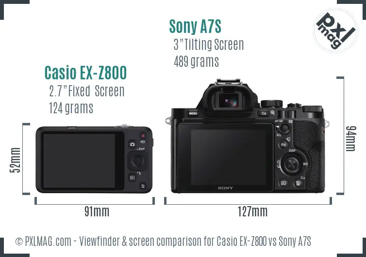 Casio EX-Z800 vs Sony A7S Screen and Viewfinder comparison