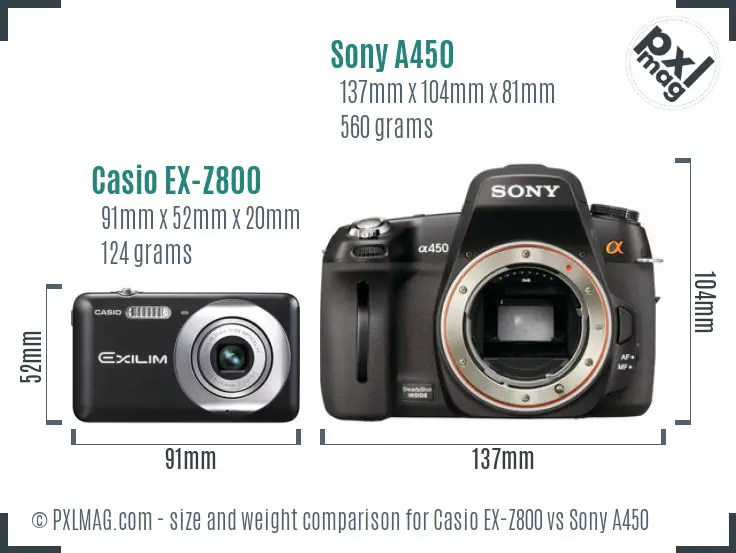 Casio EX-Z800 vs Sony A450 size comparison Casio EX-Z800 vs Sony A450 size comparison