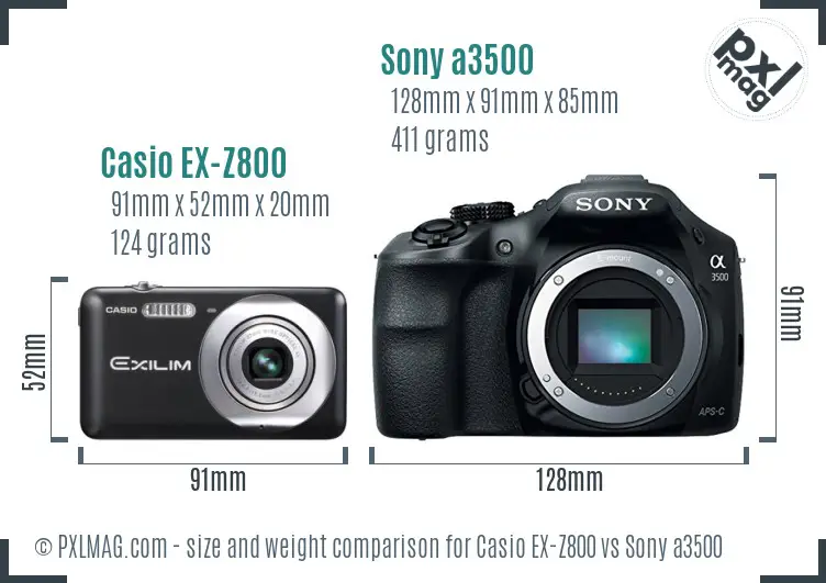 Casio EX-Z800 vs Sony a3500 size comparison