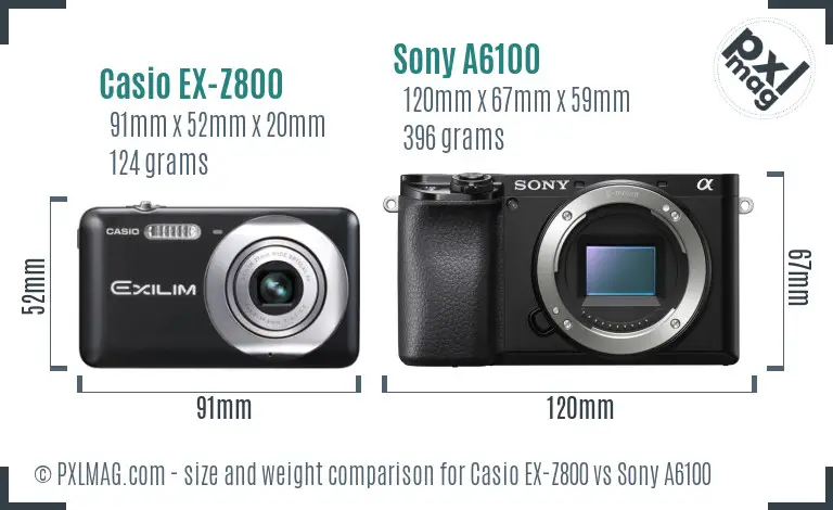 Casio EX-Z800 vs Sony A6100 size comparison Casio EX-Z800 vs Sony A6100 size comparison