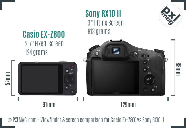 Casio EX-Z800 vs Sony RX10 II Screen and Viewfinder comparison Casio EX-Z800 vs Sony RX10 II Screen and Viewfinder comparison