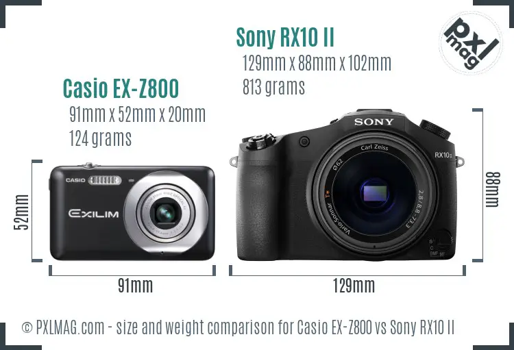 Casio EX-Z800 vs Sony RX10 II size comparison Casio EX-Z800 vs Sony RX10 II size comparison