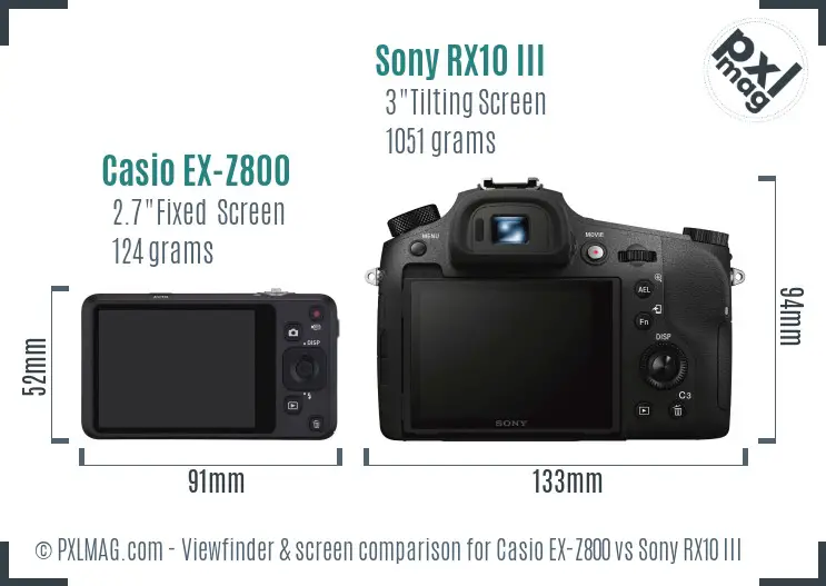 Casio EX-Z800 vs Sony RX10 III Screen and Viewfinder comparison Casio EX-Z800 vs Sony RX10 III Screen and Viewfinder comparison