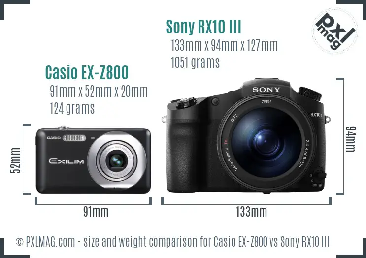 Casio EX-Z800 vs Sony RX10 III size comparison Casio EX-Z800 vs Sony RX10 III size comparison