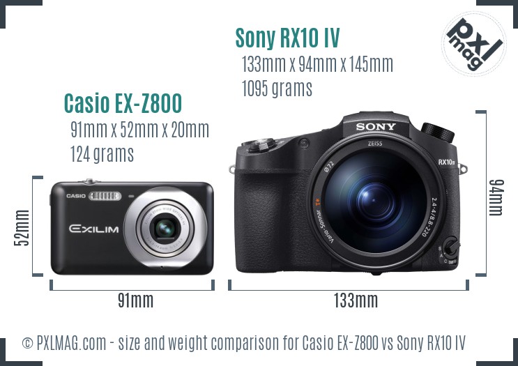 Casio EX-Z800 vs Sony RX10 IV size comparison