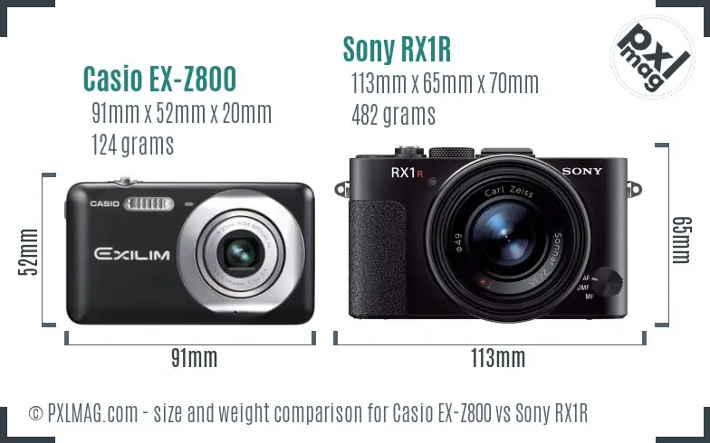 Casio EX-Z800 vs Sony RX1R size comparison