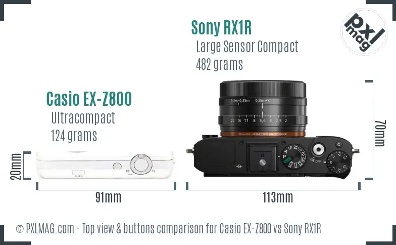 Casio EX-Z800 vs Sony RX1R top view buttons comparison