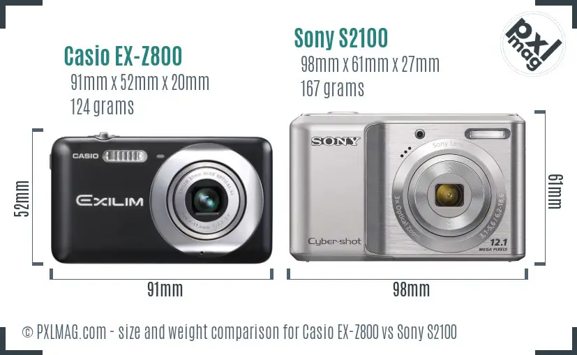 Casio EX-Z800 vs Sony S2100 size comparison Casio EX-Z800 vs Sony S2100 size comparison