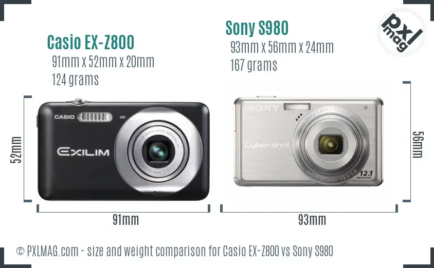 Casio EX-Z800 vs Sony S980 size comparison