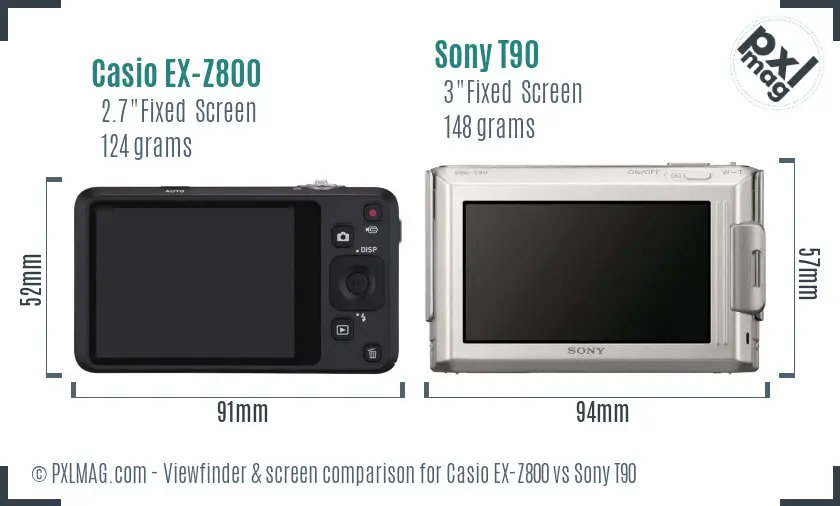 Casio EX-Z800 vs Sony T90 Screen and Viewfinder comparison