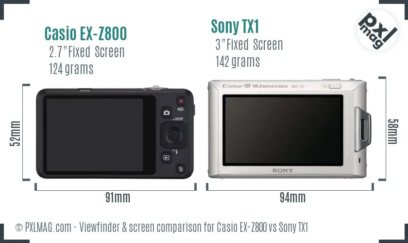 Casio EX-Z800 vs Sony TX1 Screen and Viewfinder comparison Casio EX-Z800 vs Sony TX1 Screen and Viewfinder comparison