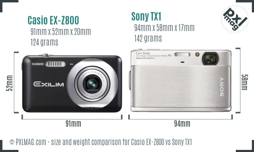 Casio EX-Z800 vs Sony TX1 size comparison Casio EX-Z800 vs Sony TX1 size comparison