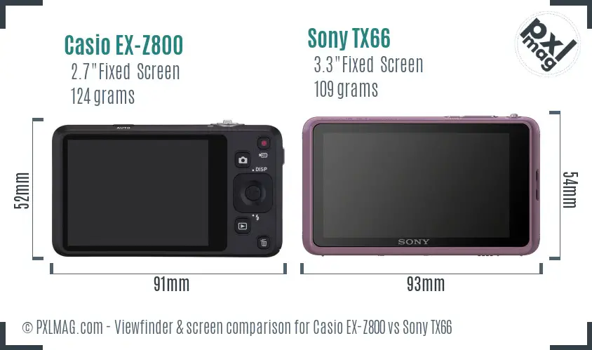 Casio EX-Z800 vs Sony TX66 Screen and Viewfinder comparison