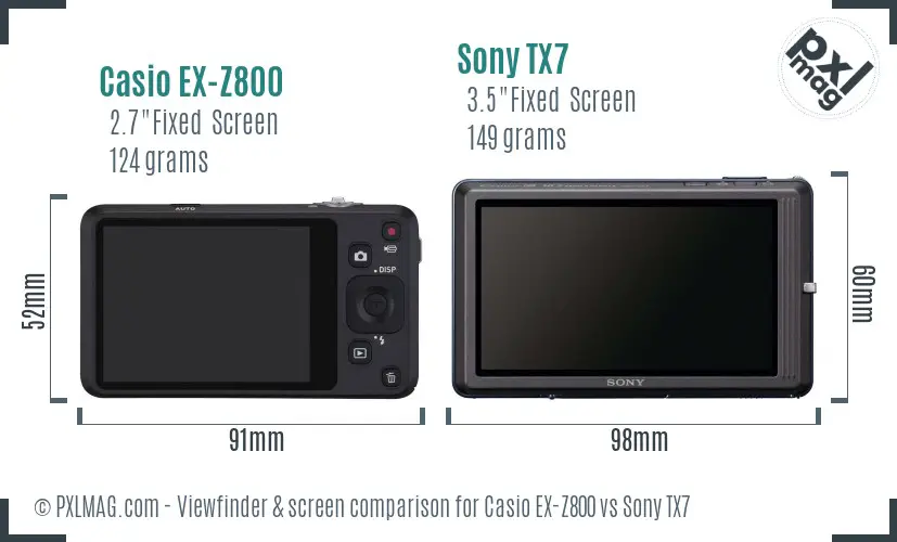 Casio EX-Z800 vs Sony TX7 Screen and Viewfinder comparison