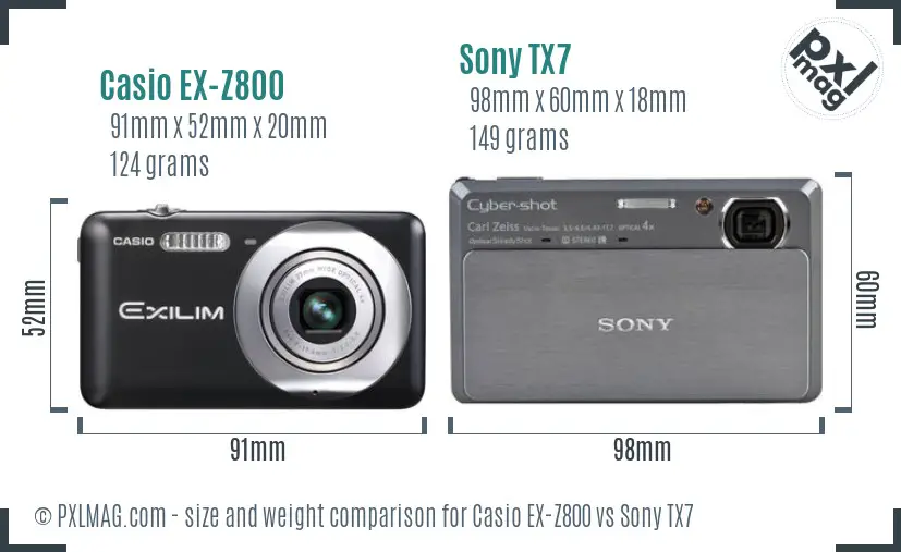 Casio EX-Z800 vs Sony TX7 size comparison