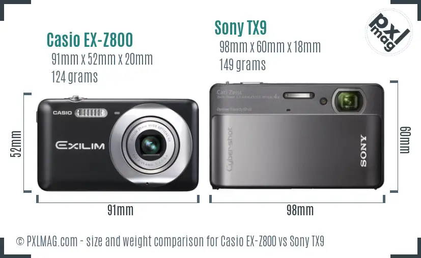 Casio EX-Z800 vs Sony TX9 size comparison