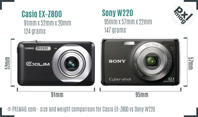 Casio EX-Z800 vs Sony W220 size comparison Casio EX-Z800 vs Sony W220 size comparison