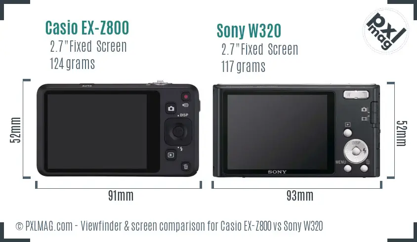Casio EX-Z800 vs Sony W320 Screen and Viewfinder comparison