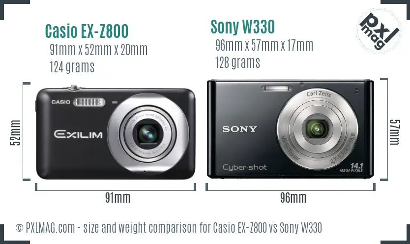 Casio EX-Z800 vs Sony W330 size comparison