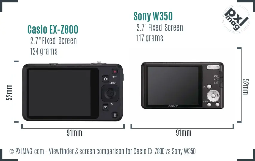 Casio EX-Z800 vs Sony W350 Screen and Viewfinder comparison Casio EX-Z800 vs Sony W350 Screen and Viewfinder comparison