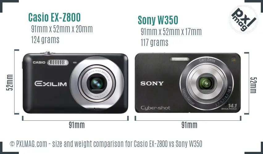 Casio EX-Z800 vs Sony W350 size comparison Casio EX-Z800 vs Sony W350 size comparison
