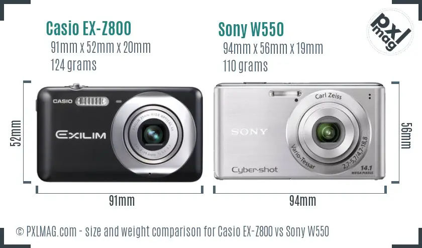Casio EX-Z800 vs Sony W550 size comparison Casio EX-Z800 vs Sony W550 size comparison