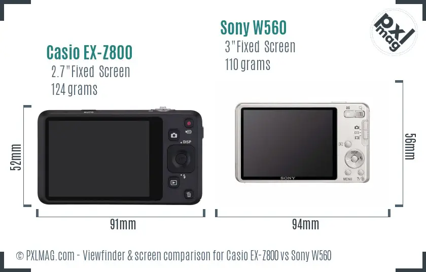 Casio EX-Z800 vs Sony W560 Screen and Viewfinder comparison Casio EX-Z800 vs Sony W560 Screen and Viewfinder comparison