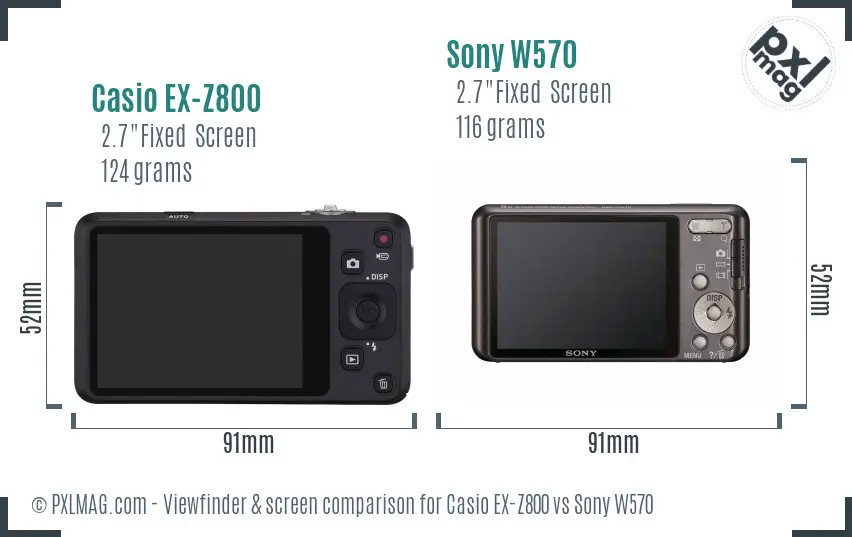 Casio EX-Z800 vs Sony W570 Screen and Viewfinder comparison