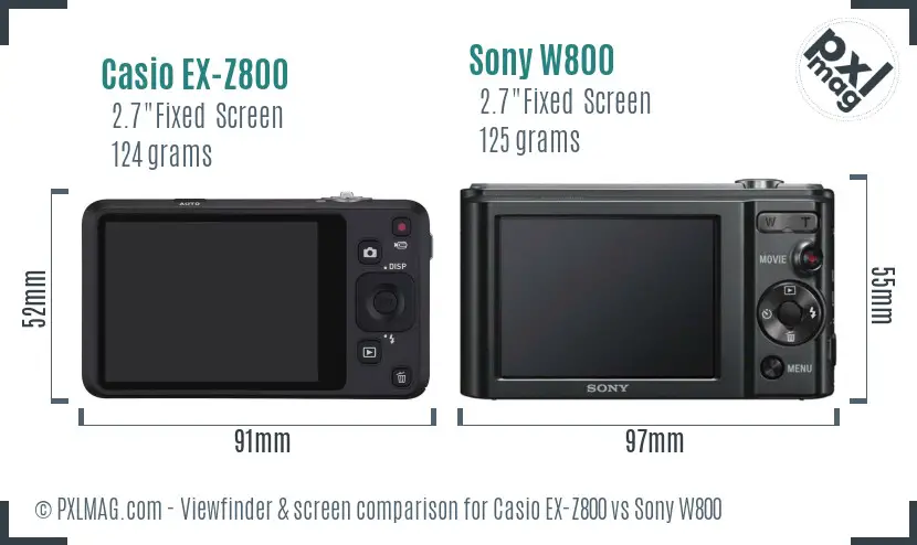 Casio EX-Z800 vs Sony W800 Screen and Viewfinder comparison Casio EX-Z800 vs Sony W800 Screen and Viewfinder comparison