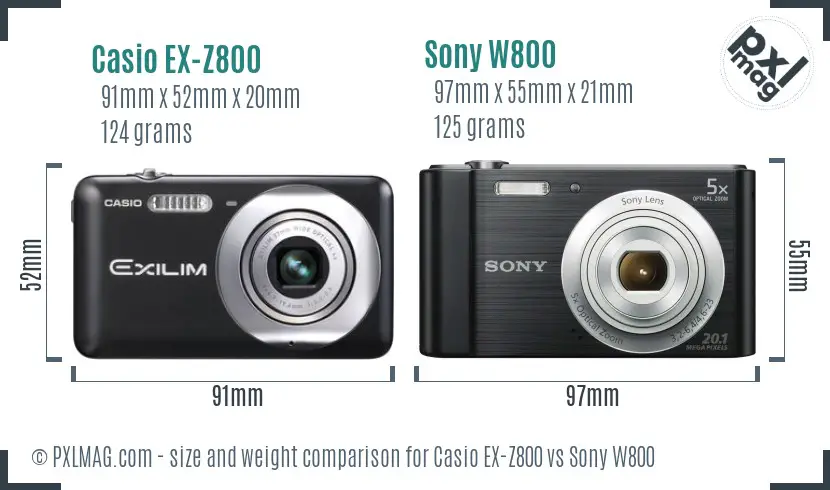 Casio EX-Z800 vs Sony W800 size comparison Casio EX-Z800 vs Sony W800 size comparison