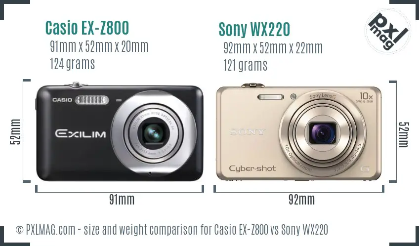 Casio EX-Z800 vs Sony WX220 size comparison