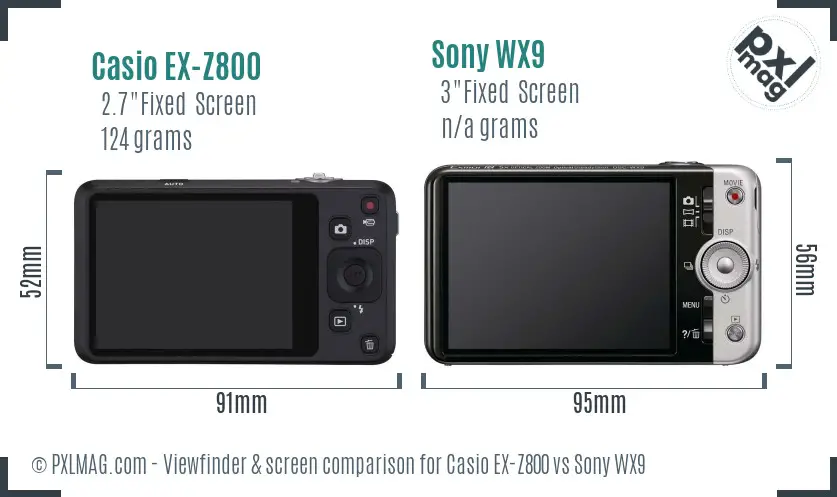 Casio EX-Z800 vs Sony WX9 Screen and Viewfinder comparison